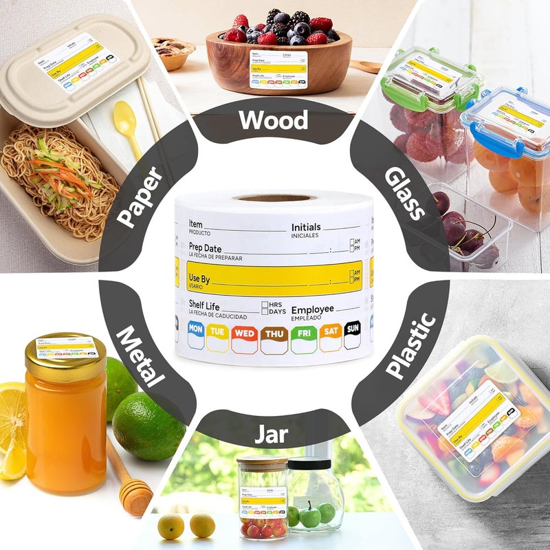 GUEER 300 Pcs Restaurant Quality Shelf Life Food Rotation Labels Vinyl, 2” x 3” Self-Adhesive Removable Freezer Food Labels, Perfect for Reusable Containers, Easy to Remove, Food Safety Date Sticker - Image 4